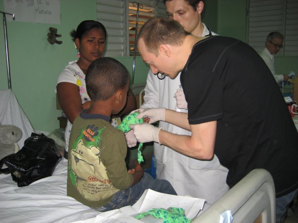 Dr. Chandler working with a medical mission team